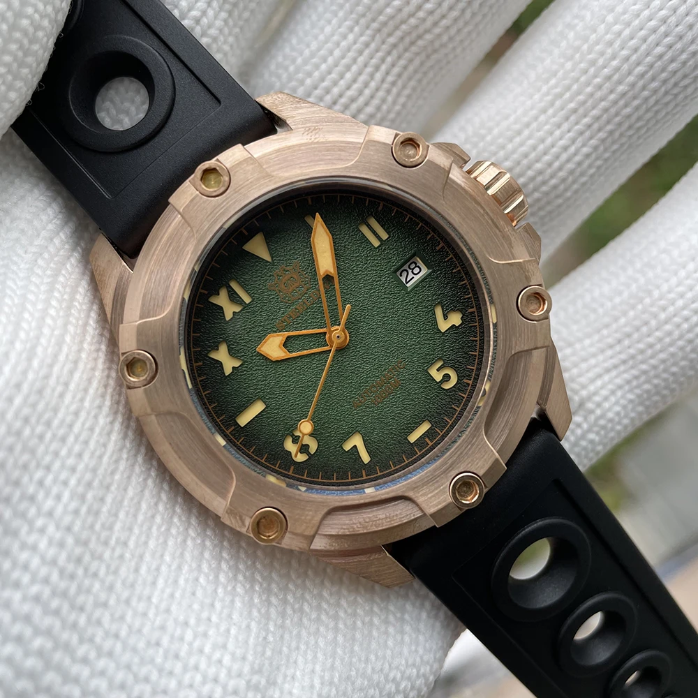 

Steeldive New Arrival SD1943S Big Size  Solid Bronze Case Green Dial Dive Watch Super Luminous C3 100ATM Diving Men Watch