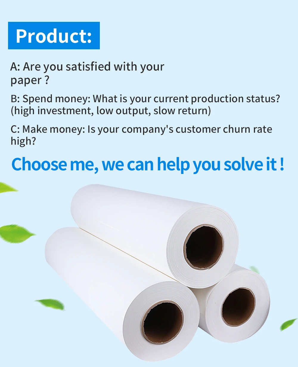 Large Format 44\"/64\" Fast Dry Sublimation Roll Paper White T-Shirt Printing Paper for Polyester Fabric for Clothing details