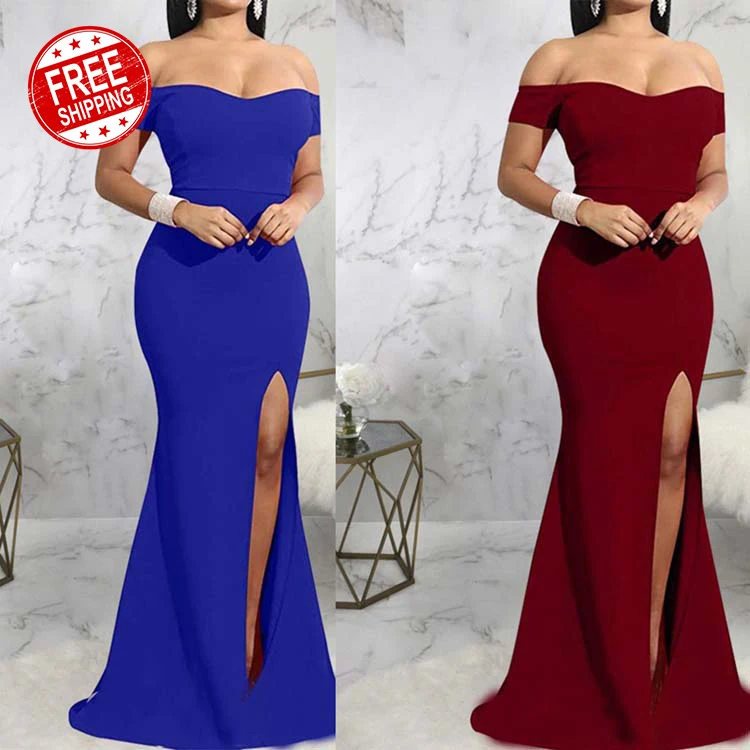 

2021 New Women's Amazon Sexy One-Neck Sleeveless Open Back Elegent Long Prom Dress