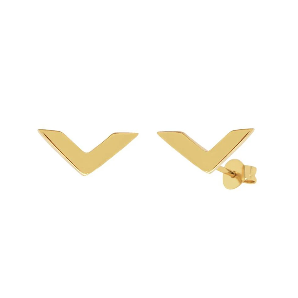 

fashion gold jewelry wholesale 925 sterling silver 18k gold plated mini sparkle chevron stud earrings