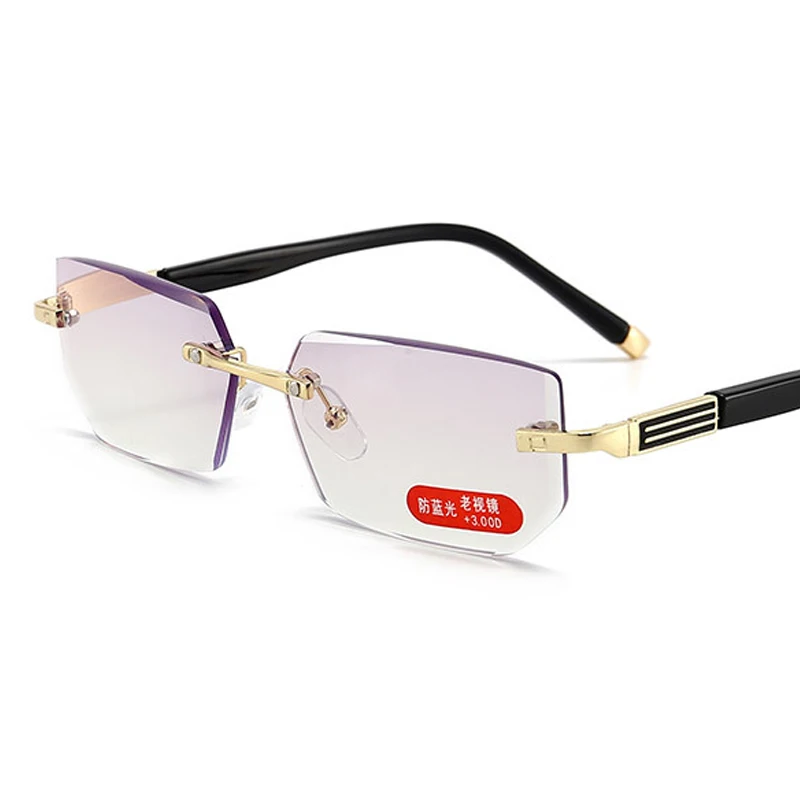 

Wholesale new rimless computer reading glass custom logo anti blue light blocking reading glasses men