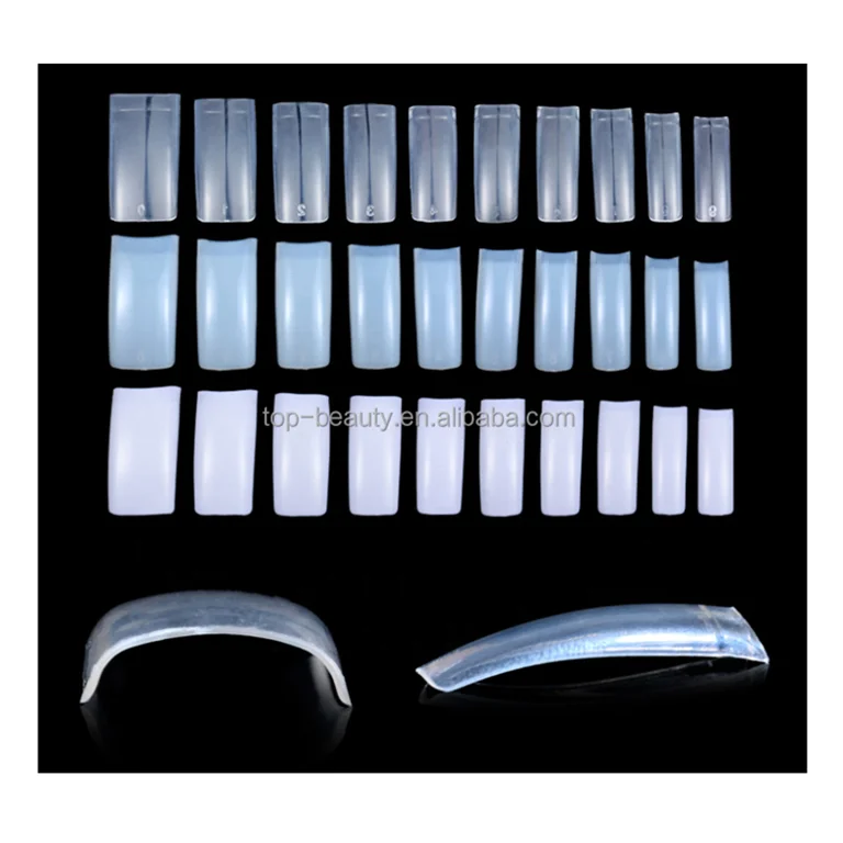 

wholesale 500pcs xxl extra long c curved square nail tips clear, Clear, natural