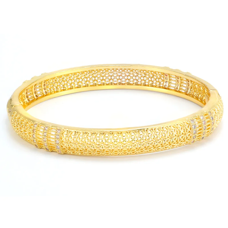 

2021 Newwest Fashion Gold Plated Bracelet Hollow Cubic Zirconia Jewelry Bangle