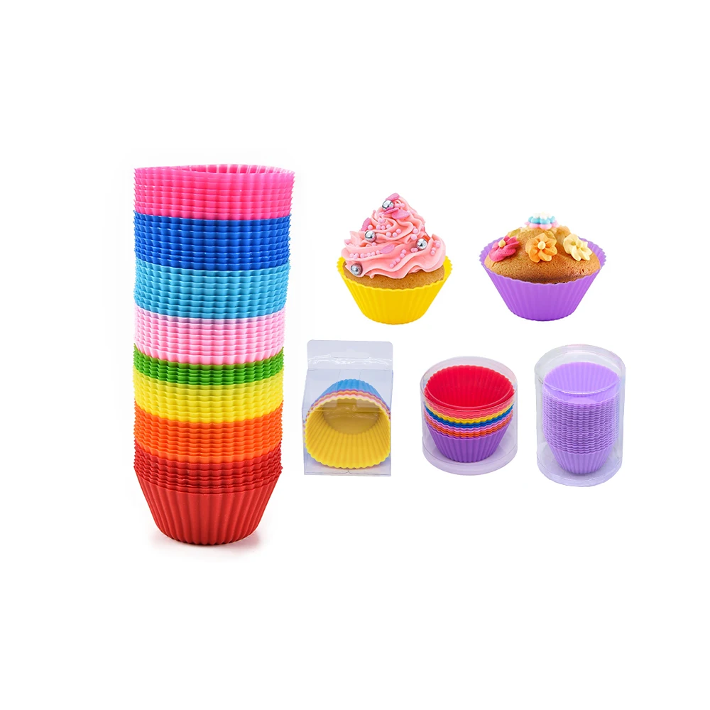 

Wholesale 6/12/24 Piece Cylinder Set Baking Muffin Cups Cupcake Liners Set Cup Cake Silicone Mold