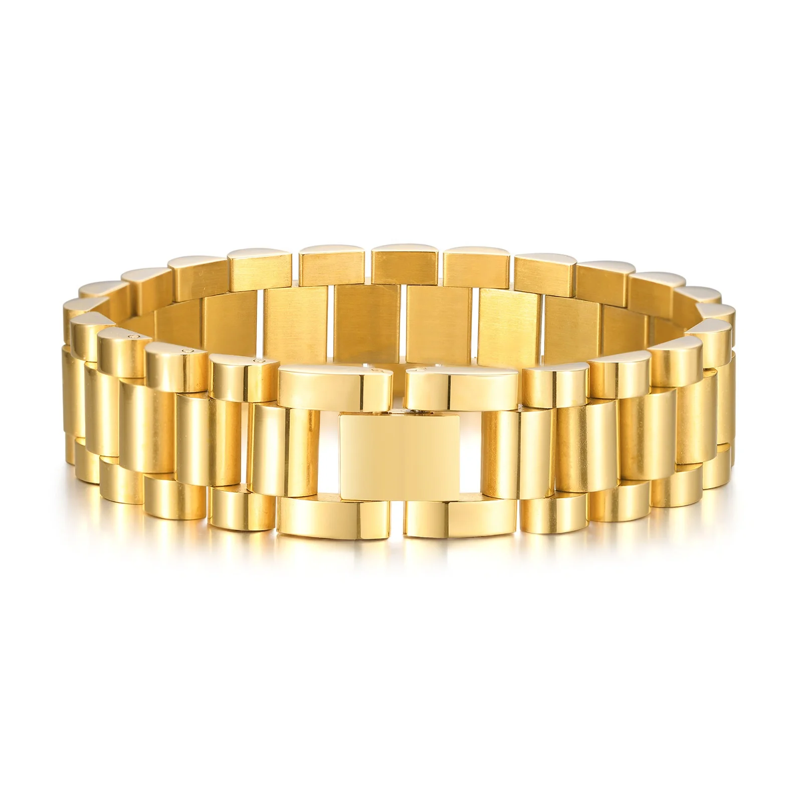 

18K gold plated Titanium steel Chain Bracelet For Women Men removable 10mm Width watch band bracelet