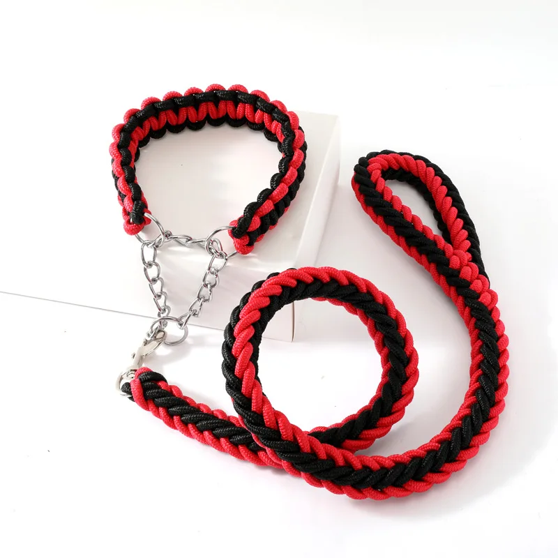 

Wholesale adjustable eight strand round nylon rope braided paracord nylon rope dog leash collar, As pictures