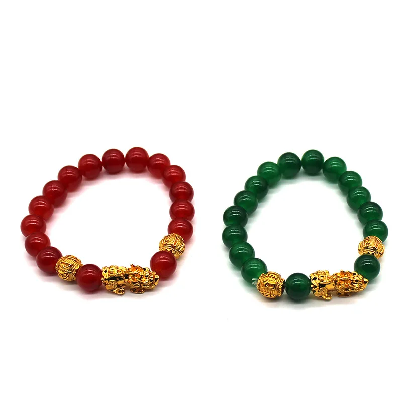 

Yiwu Wholesale 10mm Beads Pixiu Bracelet Glass Green Aventurine Bracelet Anniversary Items, Black and gold