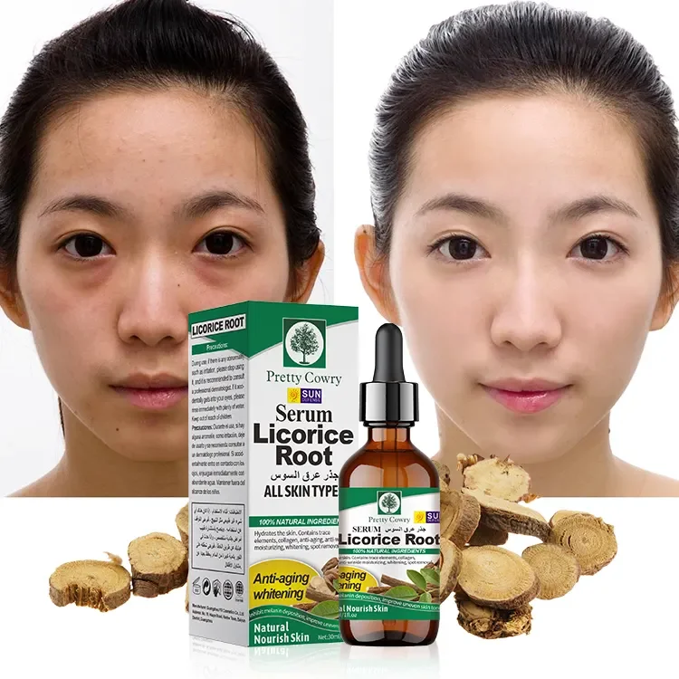 

Licorice Whitening Serum lightens Spots Brightens Freckles Melanin Corrector Moisturizes And Smooths Skin Care Facial Serum