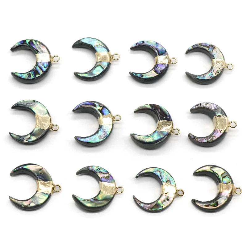 

New Arrived Crescent Horns C Moon Shape RAINBOW Natural Abalone Shell Jewelry Ornament Necklace Pendant