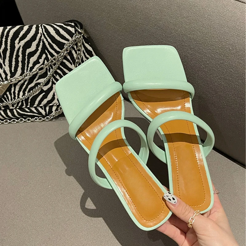 

Summer Women New High Heeled Slip-On Shoes Double Slippers Classic Hollow Crystal Peep-toe pumps Ladies Heel Shoes