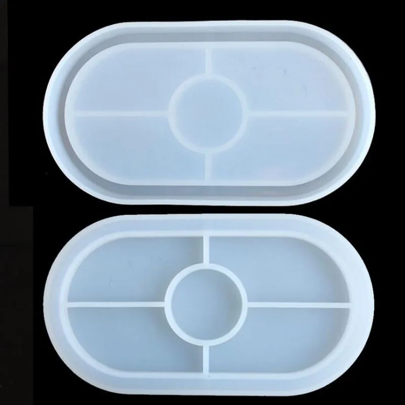

Diy manual mirror oval coasters resin silicone mold, Random