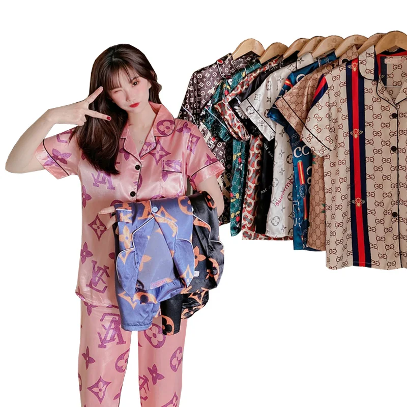 

pajamas women sets silk cardigan lapel party home service