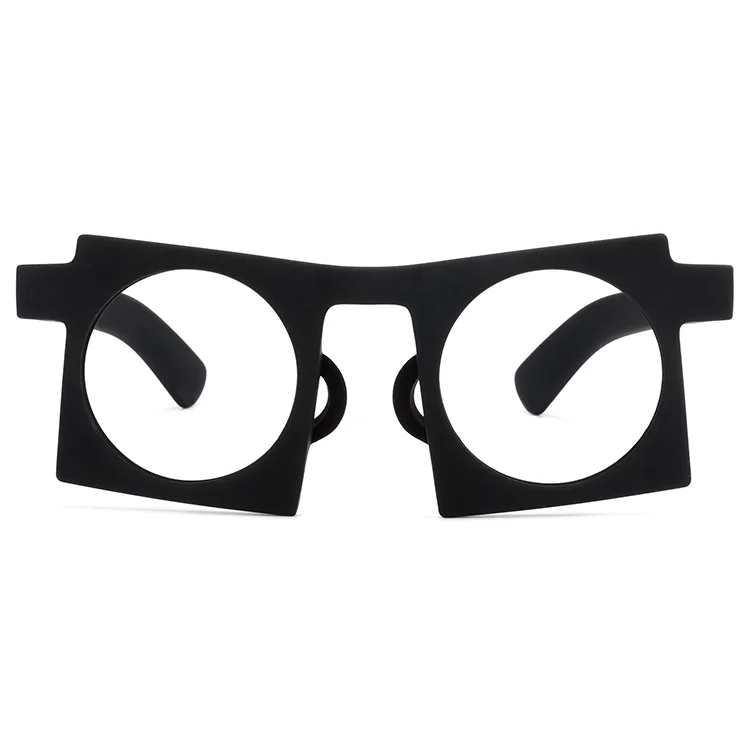 

Cheap Personalized Neostyle Holiday Unique Cool Nose Bridge Design Plastic Square Round Black White Glasses Frame, 2 colors