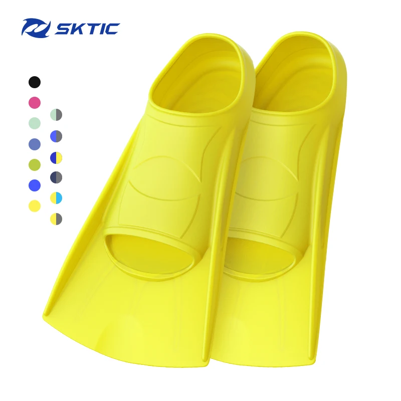 

SKTIC Amazon Hot Sale Underwater Training Water Shoes Silicone rubber Diving Flippers Swimming Fins for Children and Adult, Yellow