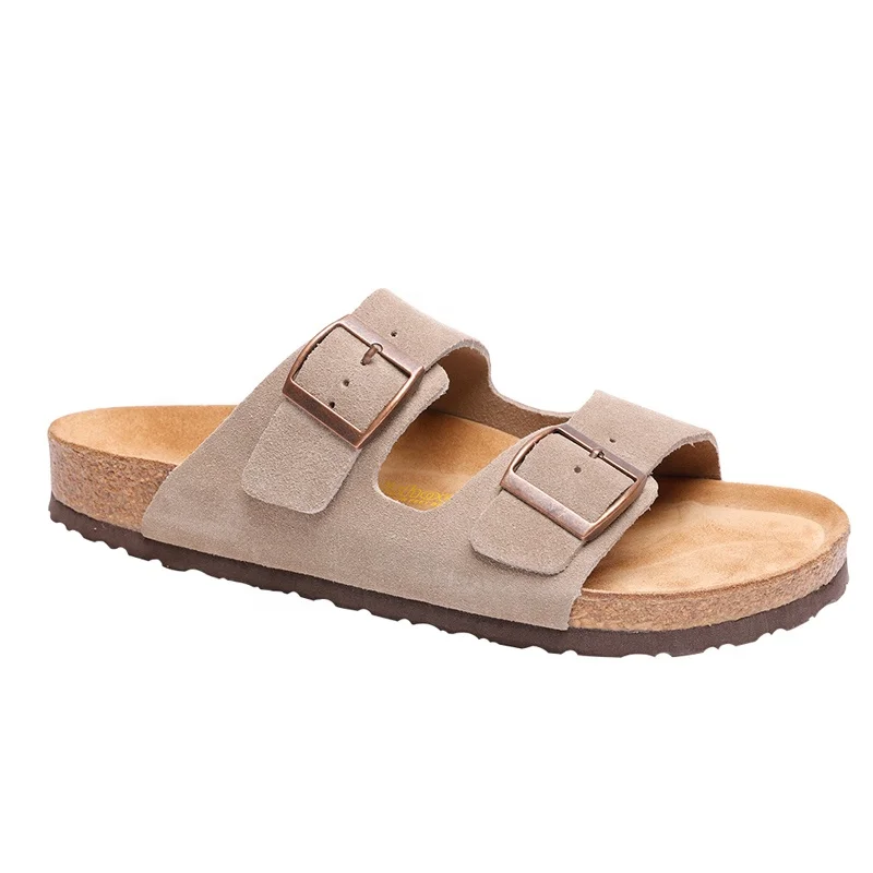 

2021 new wholesale fashionable summer casual cute rubber prinium orthopedic open toe cork men's sandals, Dark brown or grey