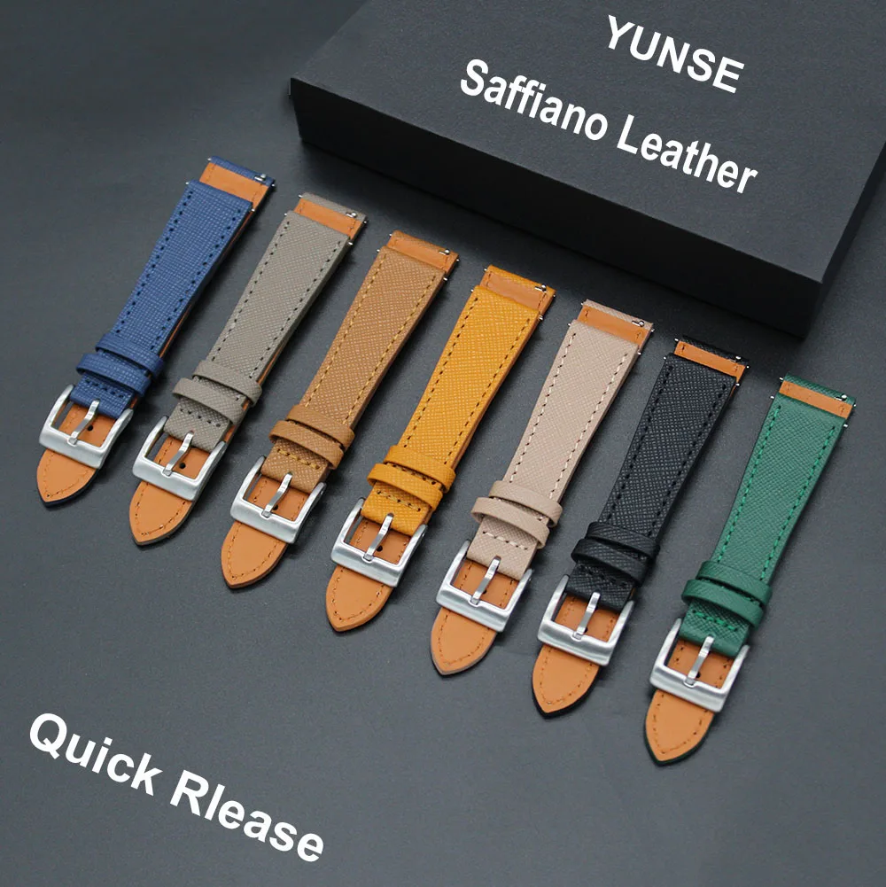 

Custom 18//20//22mm Top Grain Leather Watch Strap Quick Release Saffiano Leather Popular Watchband Replacement