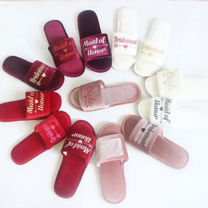 

Hot Sale Bride satin slippers Sets Bridesmaid Gift Slippers,Wedding Slippers, Bridal Party Slippers, Can be customised