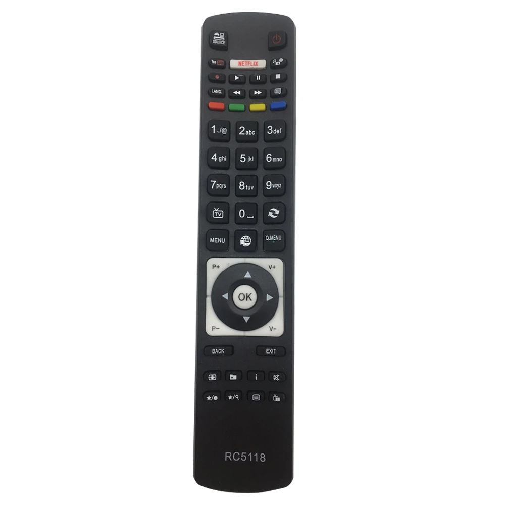 

New Replacement Remote Control RC5118 For JVC Hitachi Bush Telefunken TV with Big Netflix Button, Black