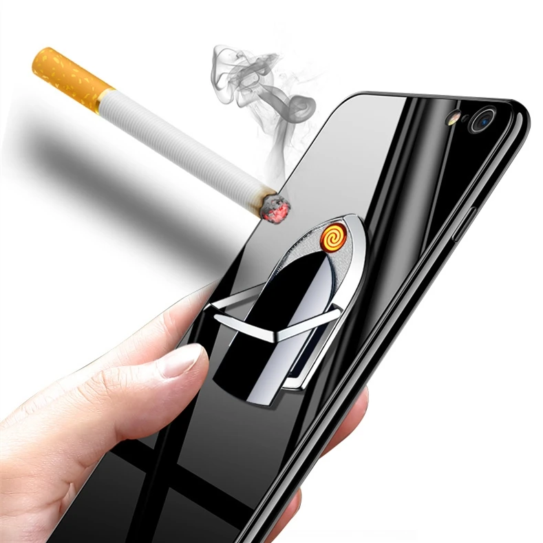 

New design Upgraded Ring Mobile Phone Holder Creative Electronic USB Charging Lighter, Colored