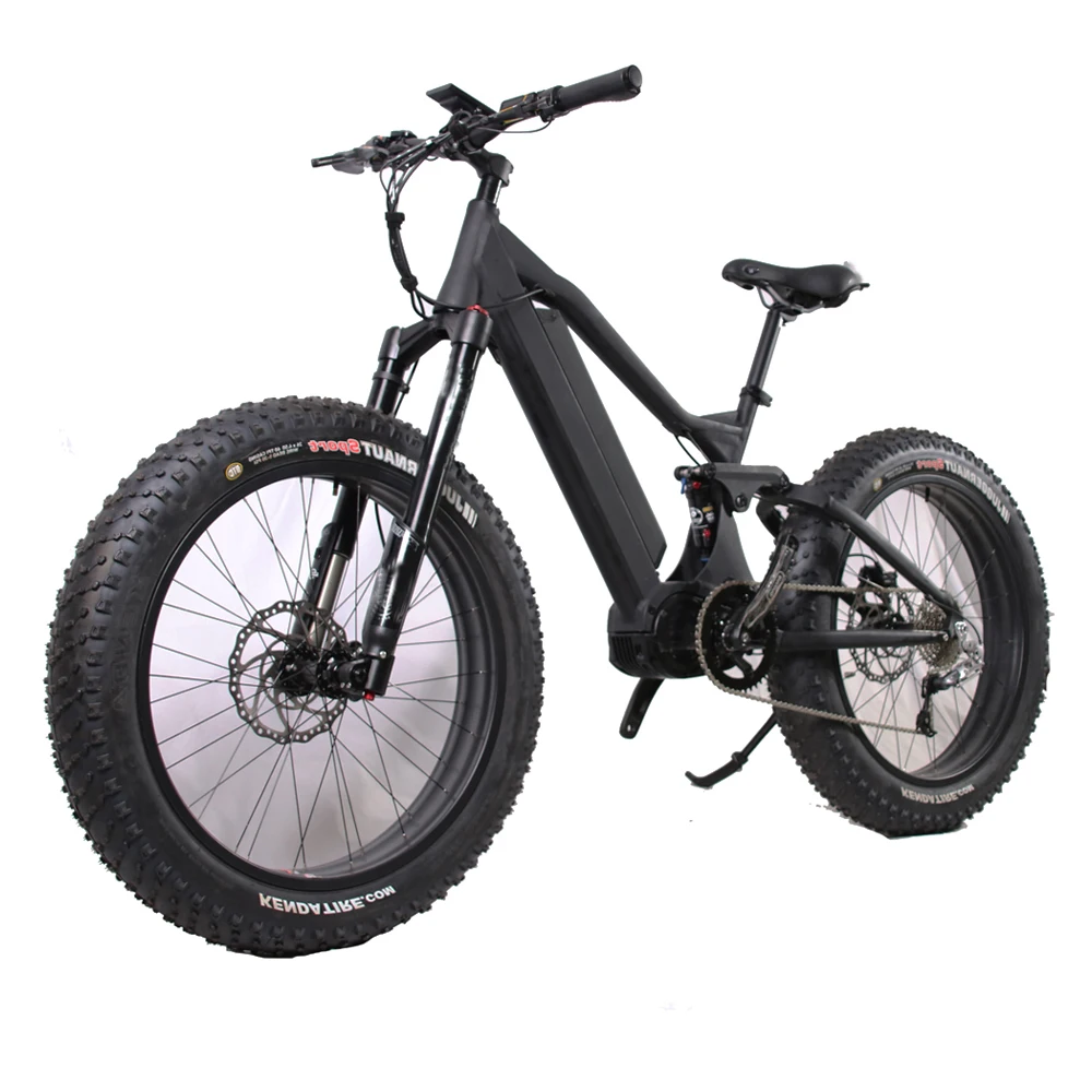 

48V 1000w FAT Tire eBike Full Suspension Electric bike with BAFANG G510 Ultra mid drive motor 1kw from China