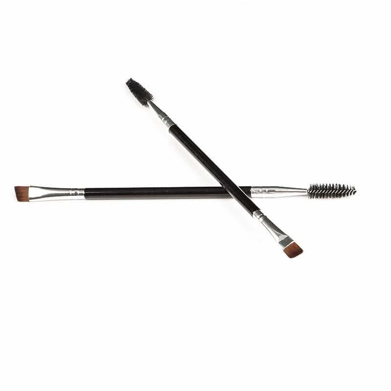 

Wooden Double End Angled Eye Brow Brush And Spoolie For Lash Eye Brow Brush In Stock, Black