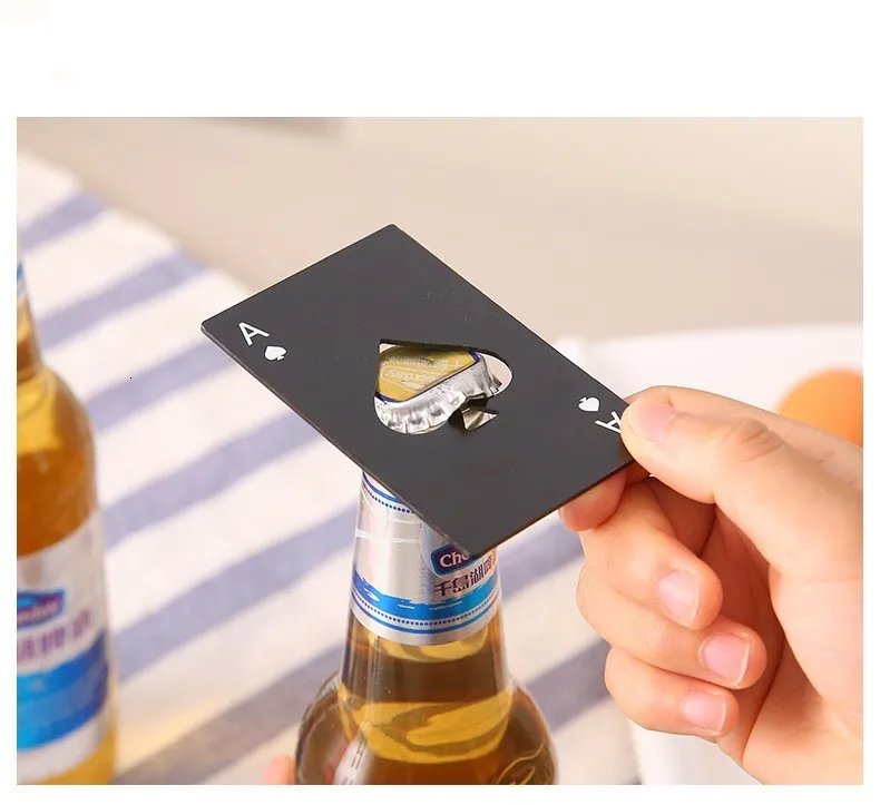 

Poker Card Shaped Beer Bottle Wine Jar Opener Personalized Creative Stainless Steel Bottle Opener Bar Tool 1 Pieces, As photo