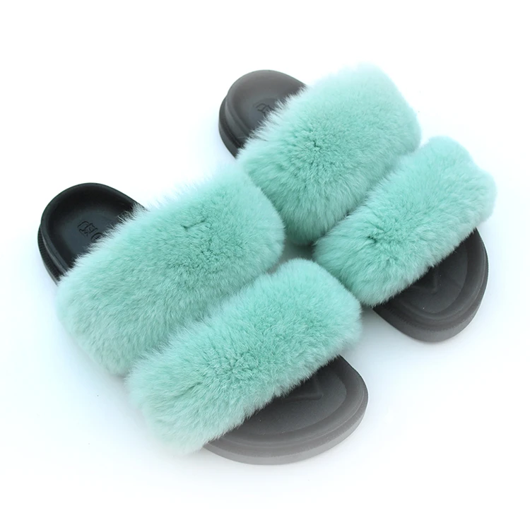 

Factory Direct Wholesale Custom Fox Fur Slides Women Fur Slippers Fur Slides For Women, 6 colors as picture