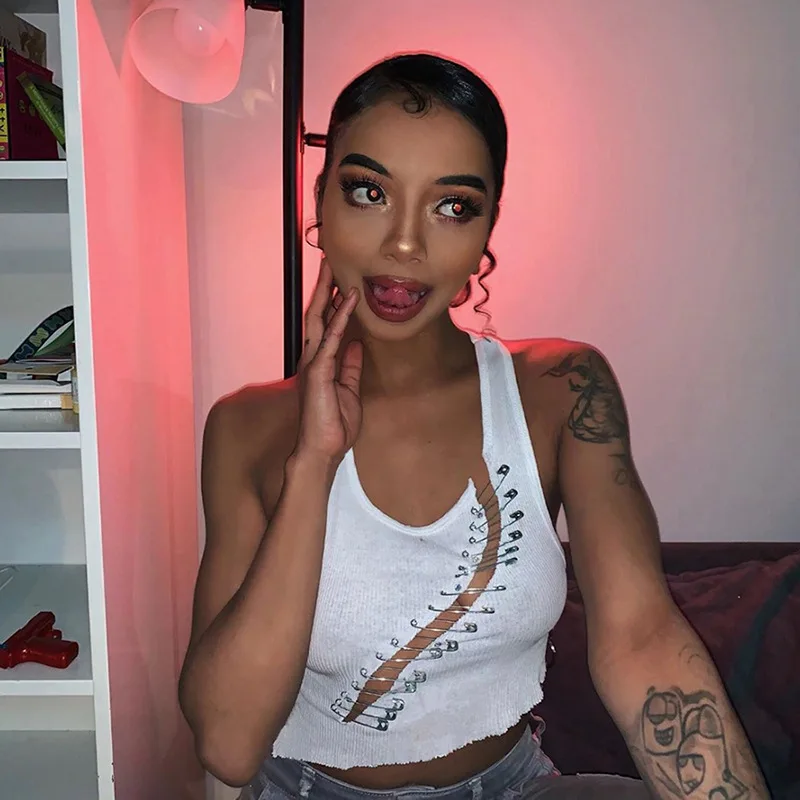 

Fashion Street Slit Sexy One Piece Women Causal Tank Top T-Shirt Night Club Vest