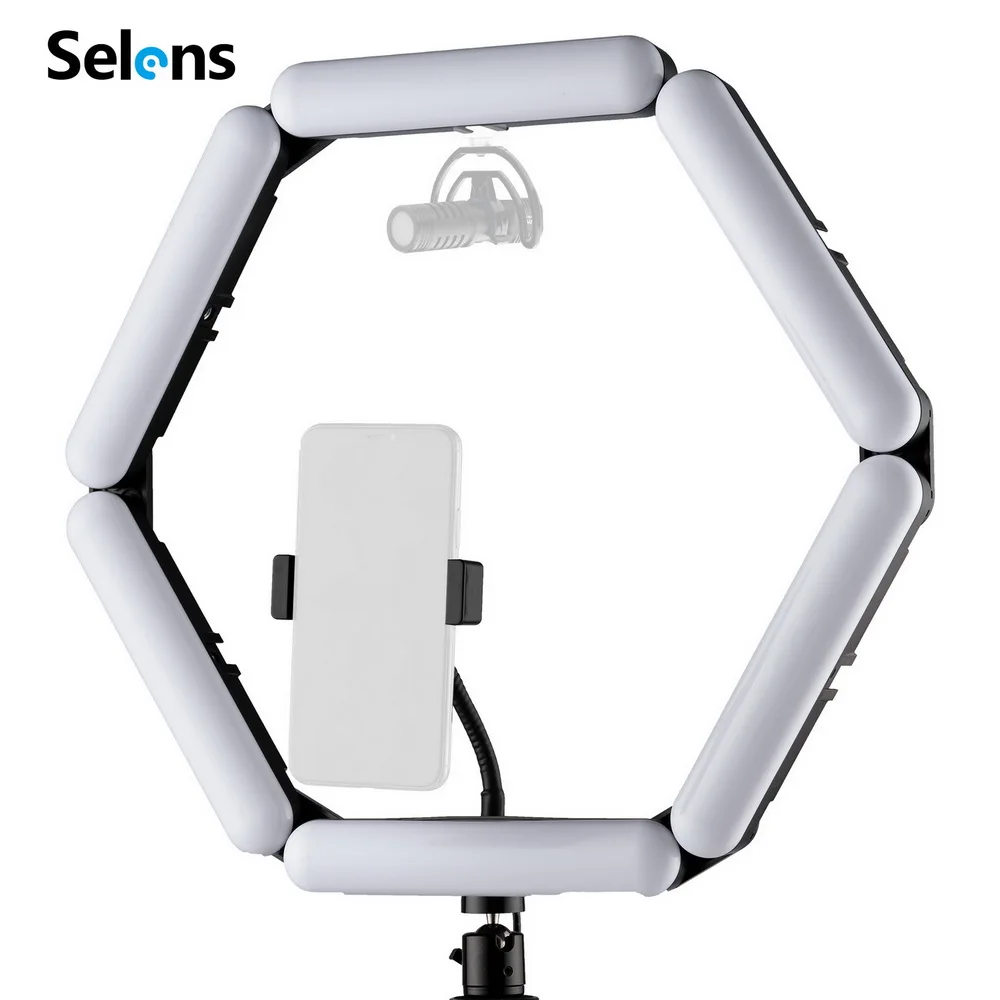 

Selens Foldable Creative Portable LED Ring Light 3200-5600k Color Temperature Adjustable For Makeup Studio Lighting Video Tiktok, White/warm/natural