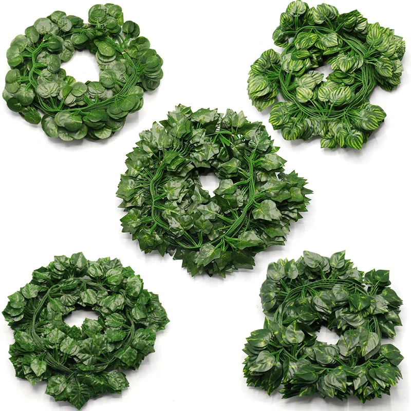 

2022 hot selling artificial plastic leaves home decoration ivy vine leaves artificial green plant leaves wholesale