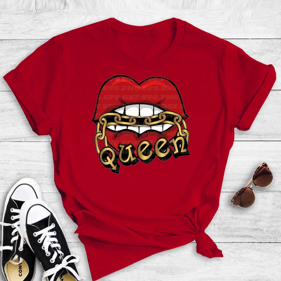 

Hot selling personalized fashion lip print round neck short sleeve women t shirt