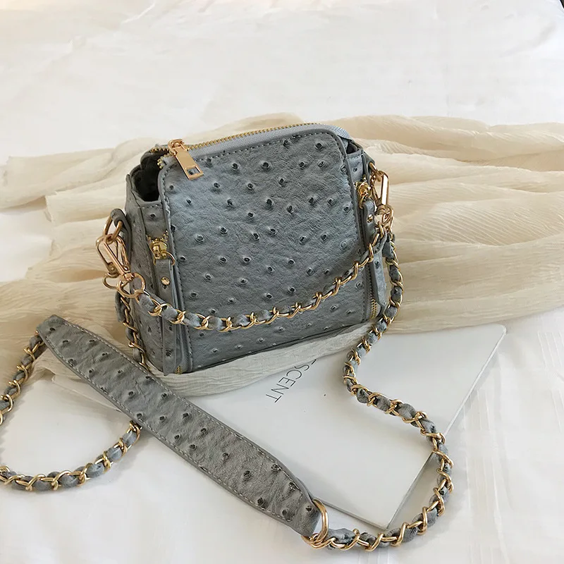 

New korea style ostrich pattern women handbag newest fashionable chain women's shoulder handbags