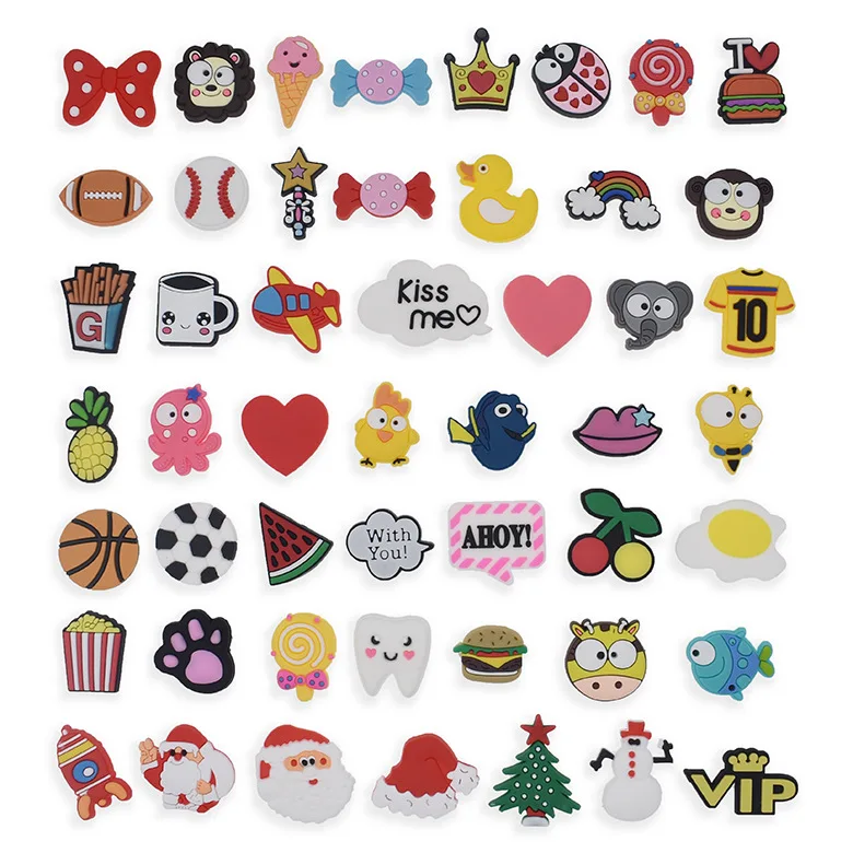 

50pcs/lot animals Cartoon anime PVC Shoe Charms for holes on Shoes Bands Shoe Buckles Jibitz Ornaments Bebes Decor Gifts