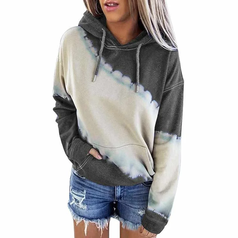 

Autumn Winter Sweatshirt Hoody Streetwear Color Matching Women Hoodies, Pictures show