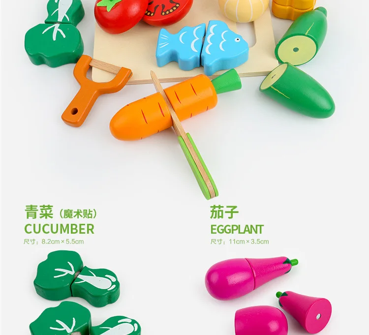Kids Wooden Fruits And Vegetables Cutting Toy Wooden Fruit And