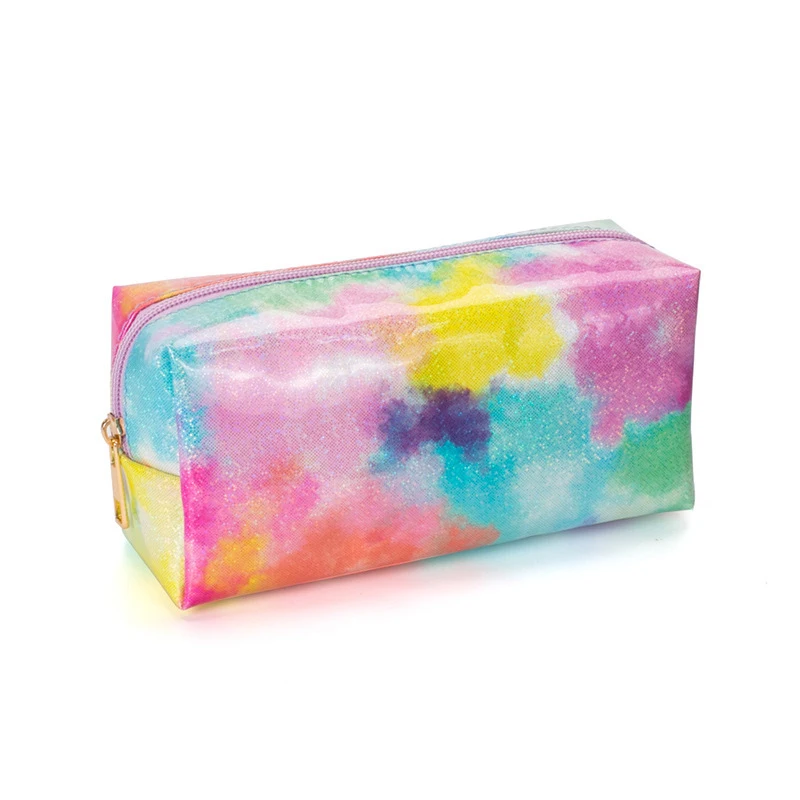 

New Design Pvc Makeup Cosmetic Professional Organizer Silver Holographic Round Logo With Zipper Pouch Bag, Neon color