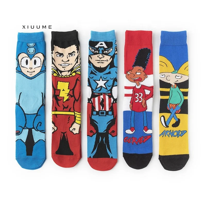 

New manufacturer skateboard cotton super hero marvel cartoon cute boy teen tube socks