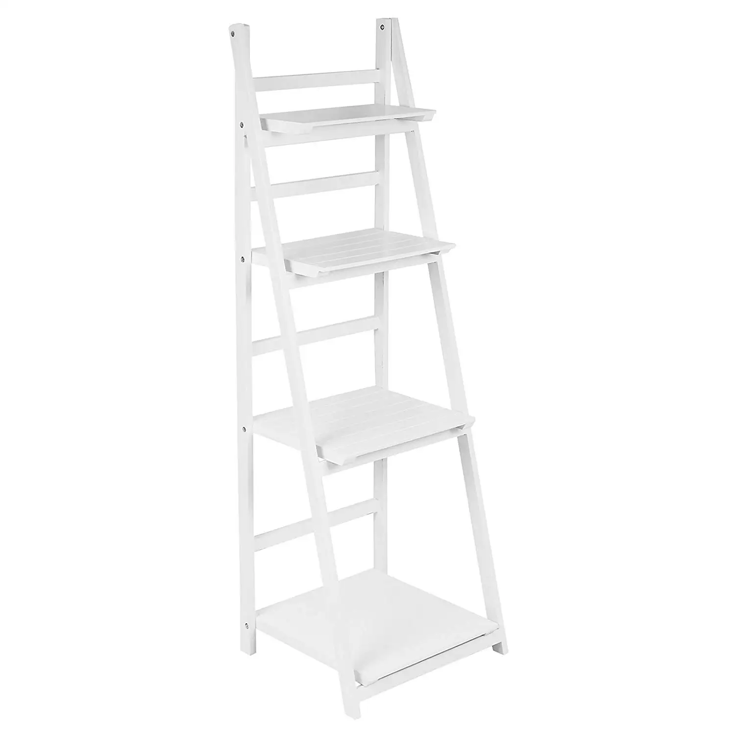 White 4 Tier Folding Ladder Shelf,White Bathroom Corner Shelf Buy