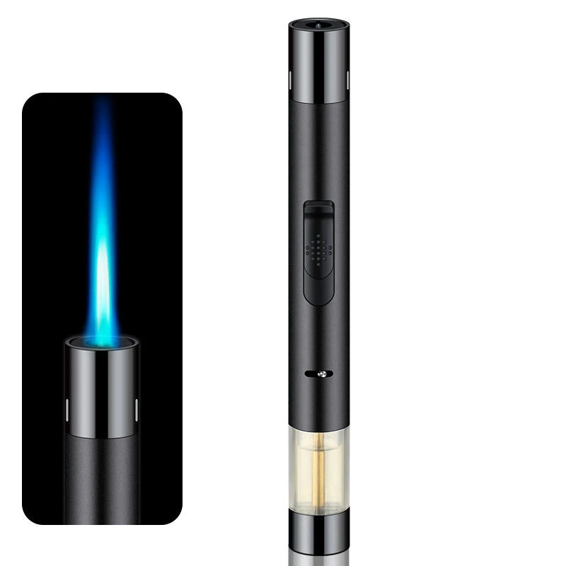 

Wholesale Torch Lighter with Fuel Level Window Adjustable Jet Flame Windproof Cigar Cigarette Pen Lighter