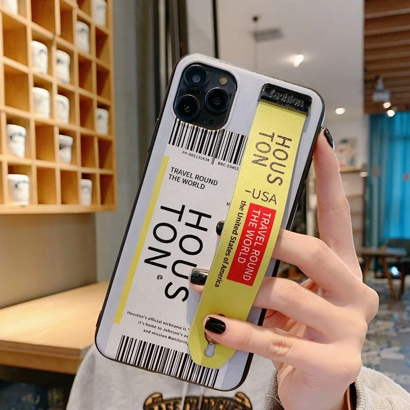 

Personality trend painted frosted feel wristband holder for iPhone x xs xr 11 12 Pro max mobile phone case, 4 colors