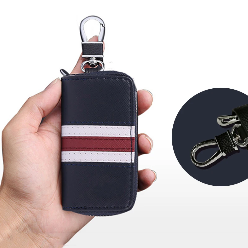 

Leather Key Fob Cover Case Wholesale Sales For Cars Key Wallet Key Chain Customized Metal Car Logo Key Bag Key Holder Keyring