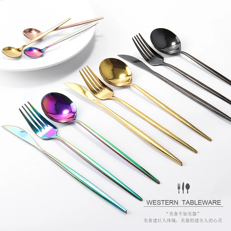 
Restaurant cheap silver fancy flatware set hotel silverware plated flatware stainless steel cutlery 