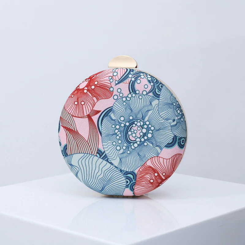 

Janhe Cute Girls sac a main femme Small Round Elegant Flower Purse Metal Mini Circle Chain Evening Hand Bag Ladies Party Purse, Customized