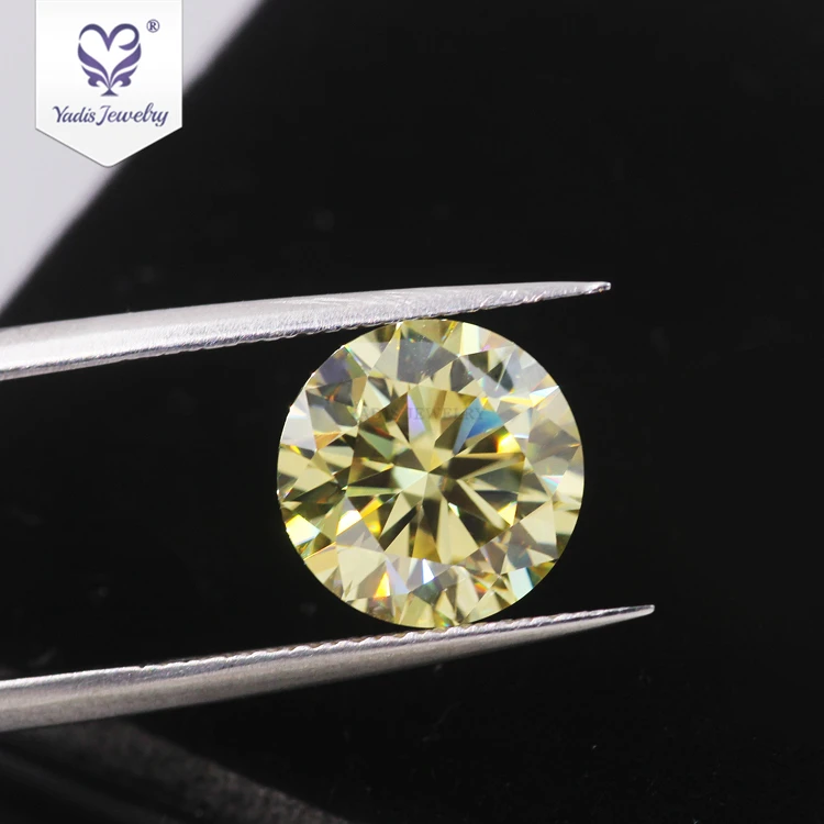 

Wholesale round brilliant cut VVS clarity yellow moissanite diamond price per carat, Fancy light/fancy/intense/deep/vivid yellow