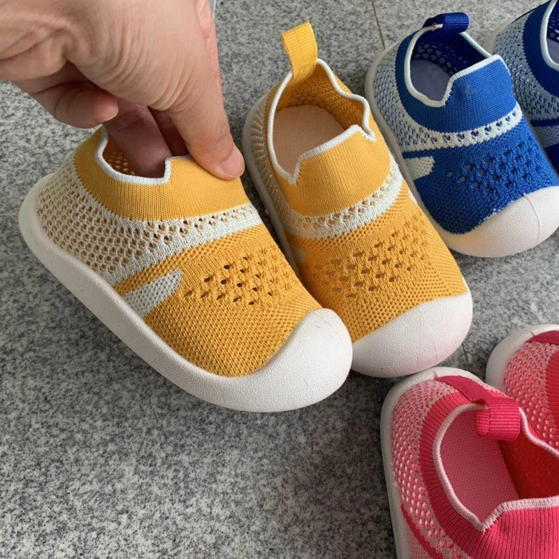 

2020 breathable toe protect soft sole mesh upper toddler baby unisex prewalker first walk baby crochet shoes chaussure enfant