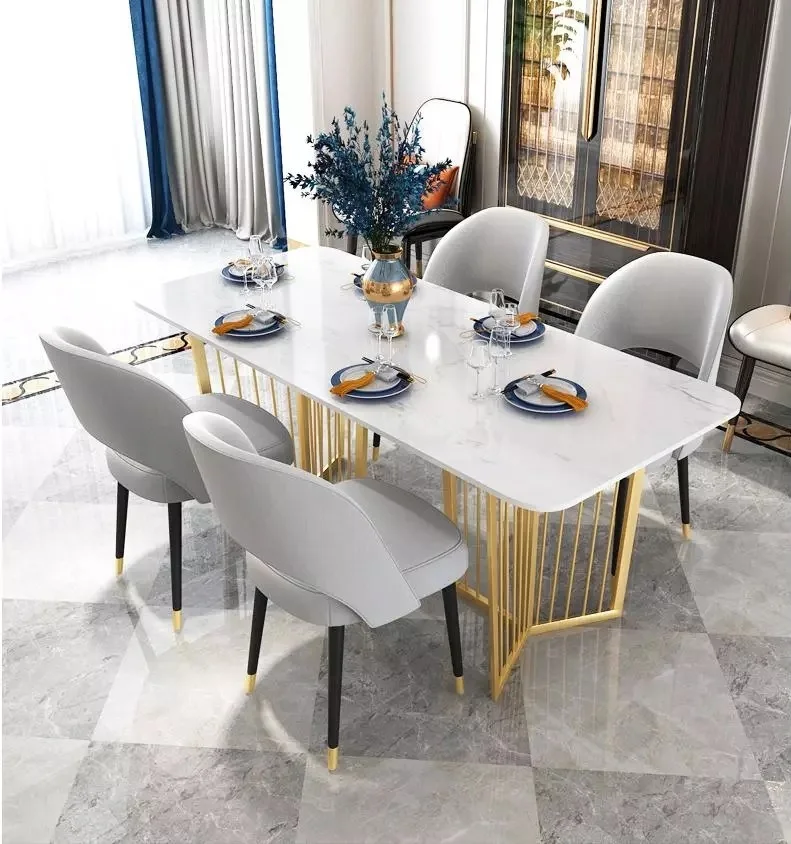 Marble Dining Table Marble Top Dining Table Set Simple Gold Legs Dining