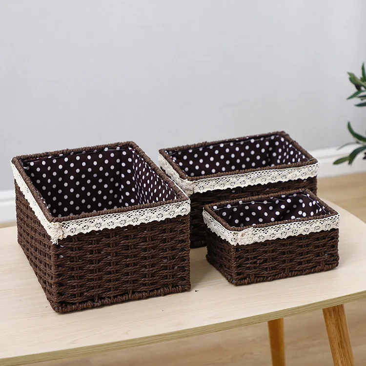 

Wicker woven towel bath towel woven storage laundry basket desktop storage basket