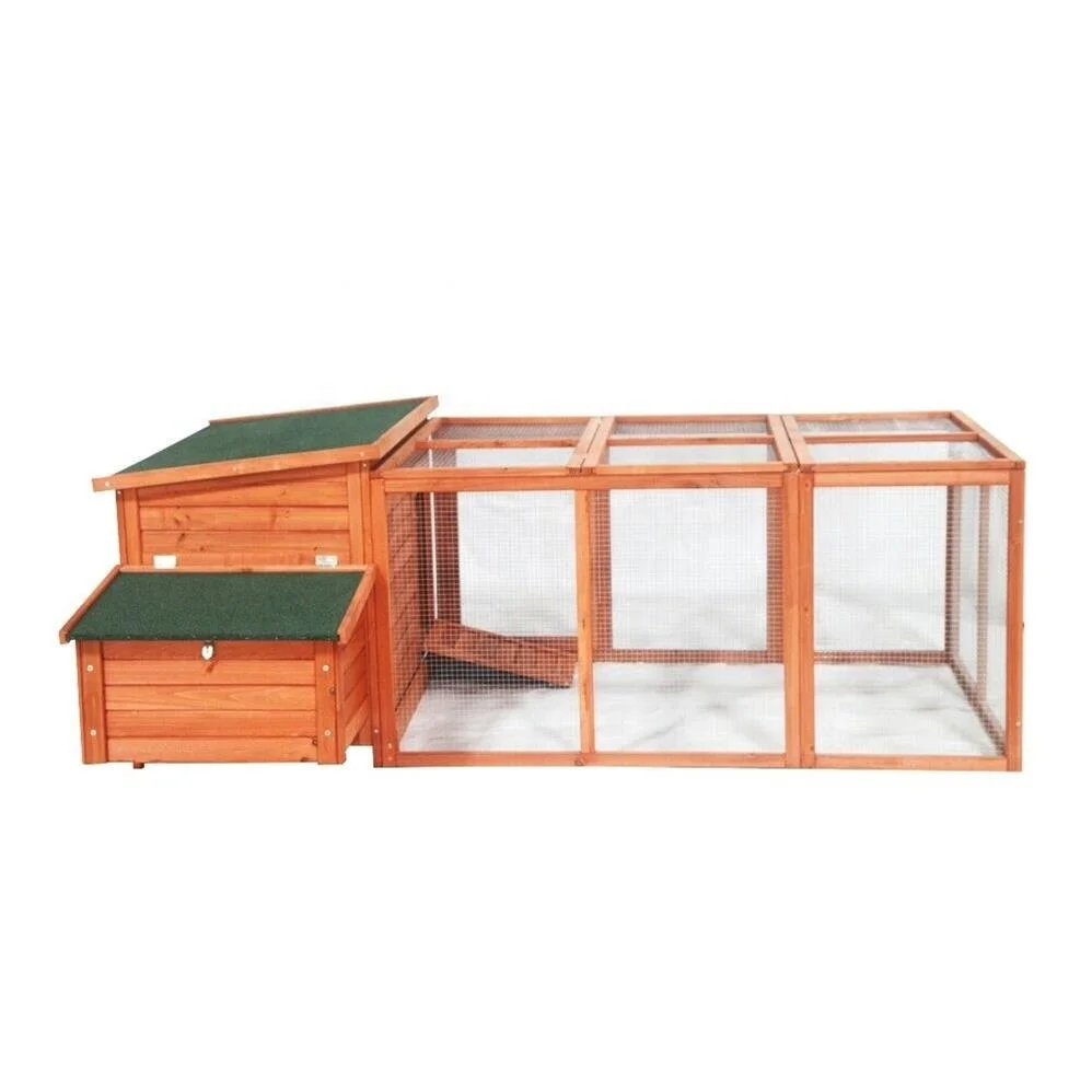 

Wholesale Outdoor Wooden Poultry Pet Hutch Garden Backyard Hen House Cages with big running, Customized color