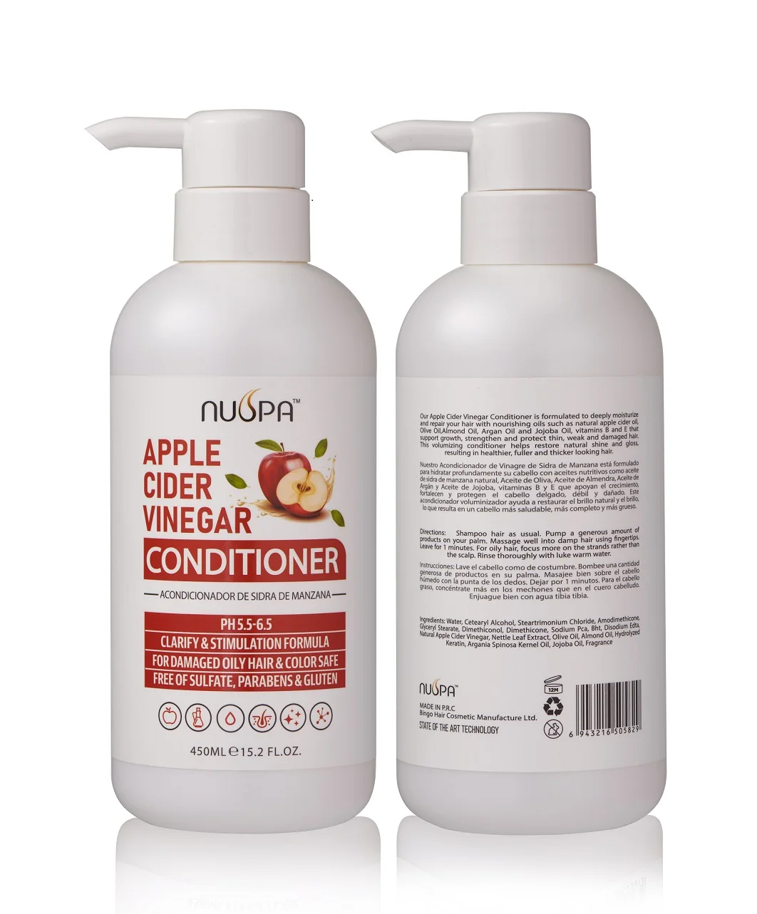 

From GMPC Factory NUSPA Apple cider Vinegar Conditioner Hair Care Treatment Super Moisturizing Hair Repair Damaged 450ml