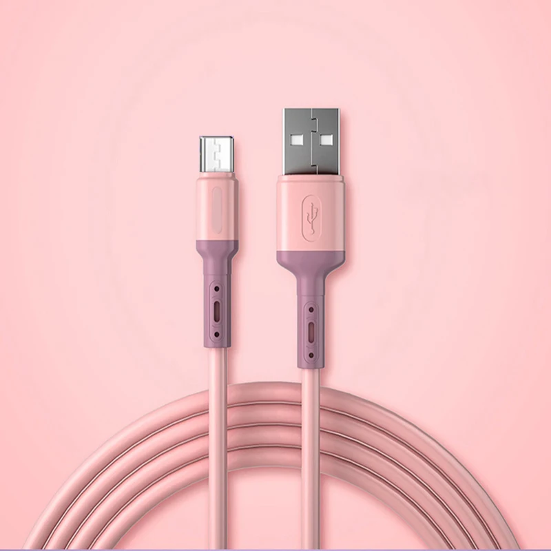 

2 m Type-C data Cable 3A Fast Charging Liquid Soft Silicone Cable cheap Price Type-c Usb Transmission line double-side Charger